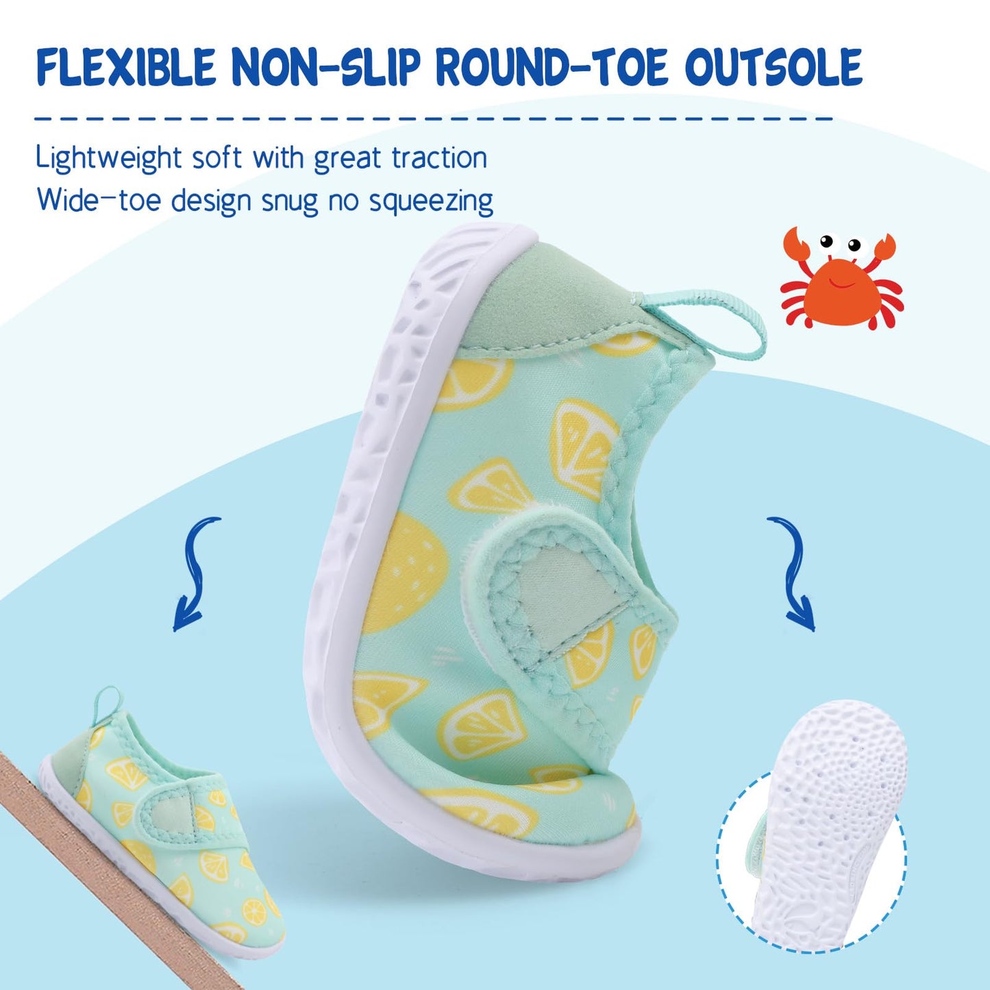 LeIsfIt Toddler Water Shoes Boys Girls Barefoot Aqua Socks Kids Breathable Quick-Dry Swim Shoes for Beach Pool Surf, Green Lemon, 6 Toddler