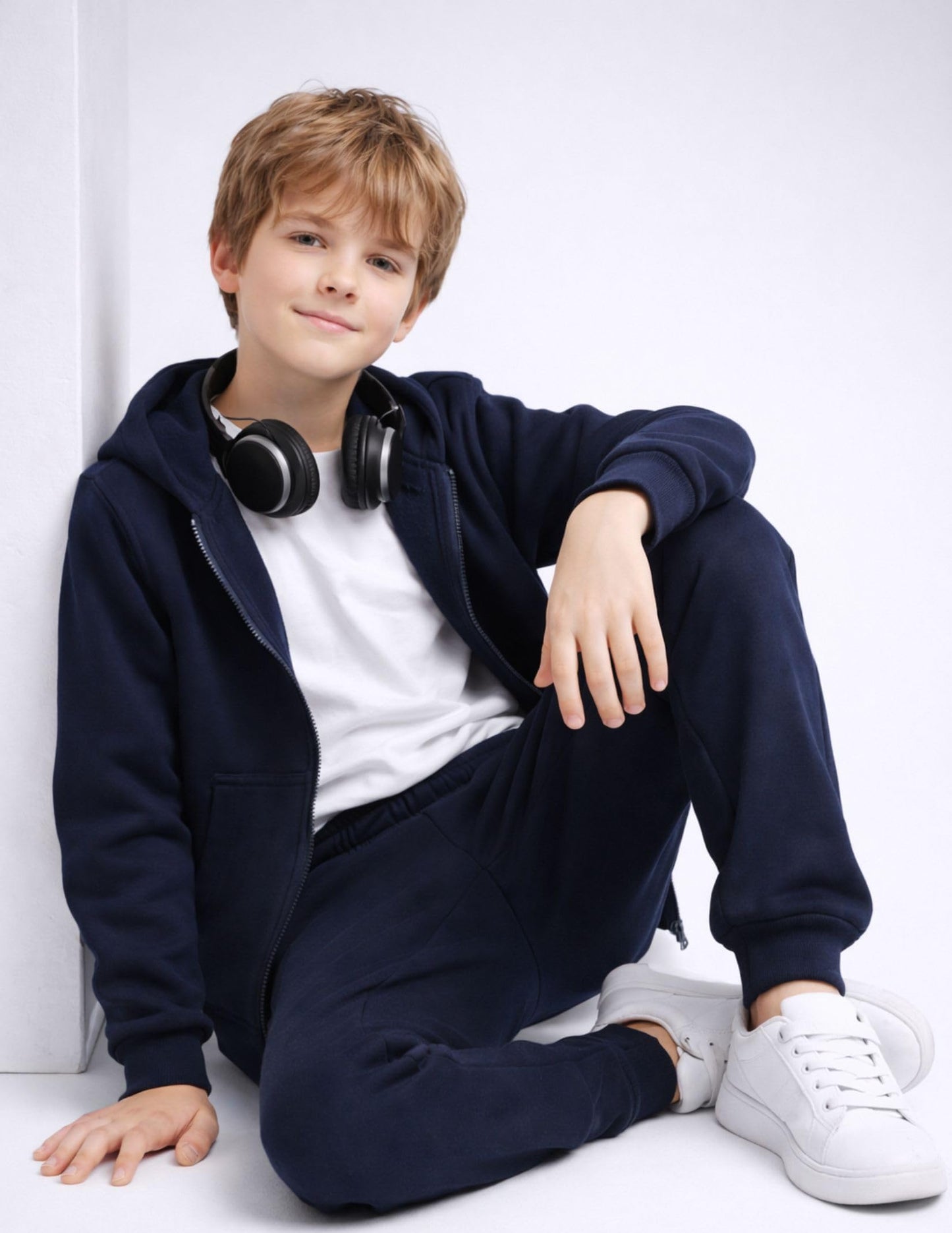 3 Pack Boys Lightweight Jogger Pants, Youth Athletic Sweatpants, Kids Toddlers Clothes Apparel (Set 7, Small) Navy