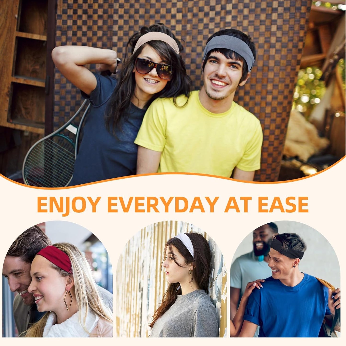 Skiennix 8PCS Non-Slip Sports Headbands - Elastic & Soft for Absorbing Sweat | Perfect for Workouts & Travel