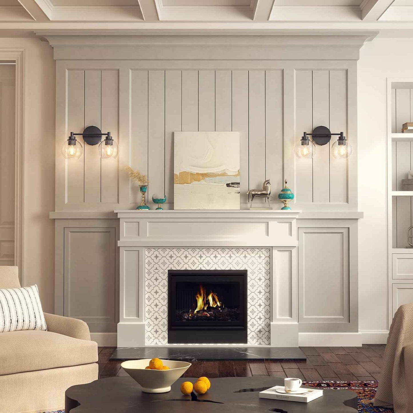 3-Light Vanity Bathroom Light Fixture with Globe Glass Shades - Brushed Nickel, ETL Certified