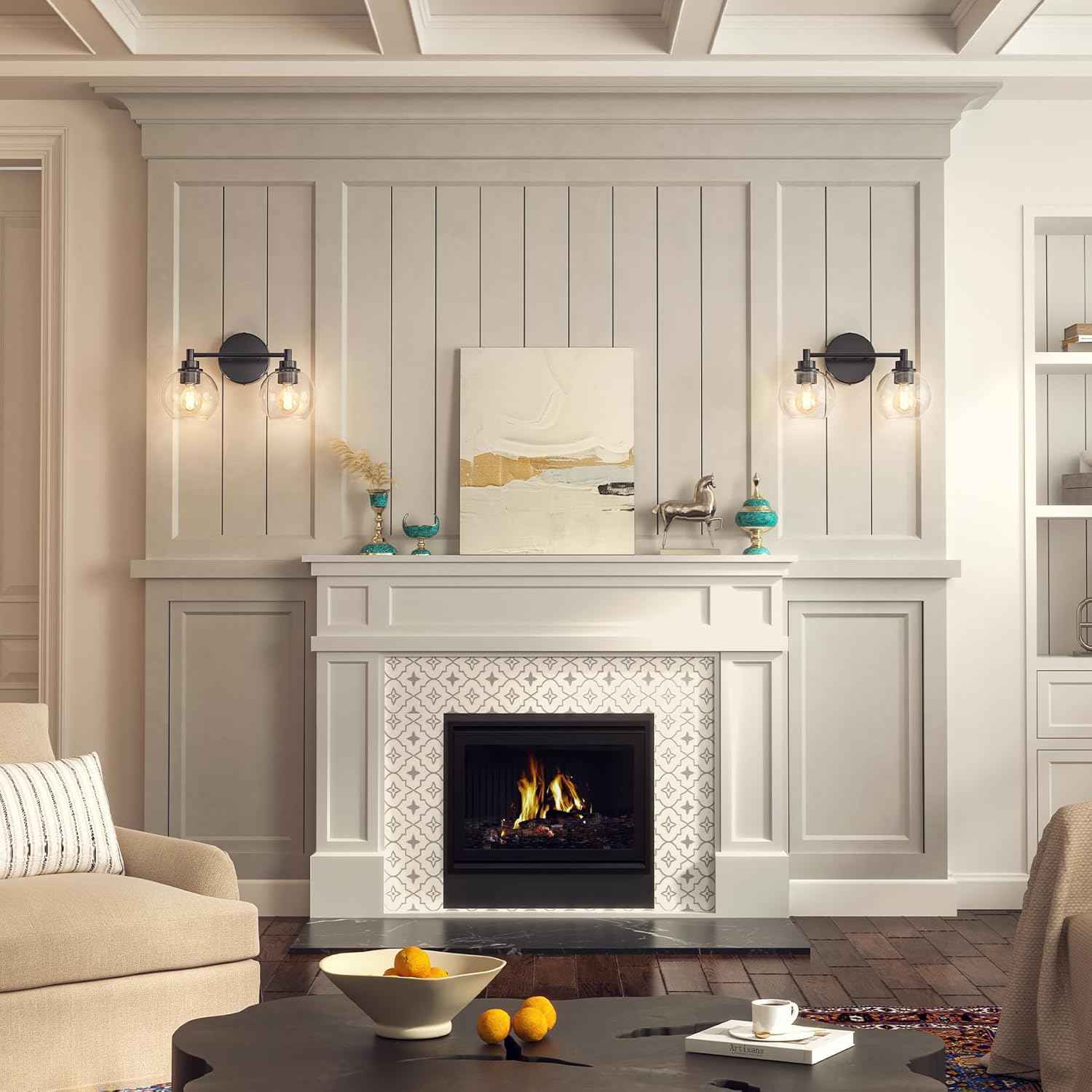 3-Light Vanity Bathroom Light Fixture with Globe Glass Shades - Brushed Nickel, ETL Certified
