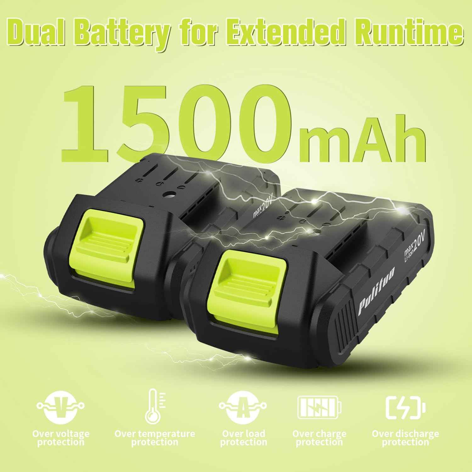 PULITUO'S 20V Cordless Drill/Driver, Electric Screwdriver - 2 Batteries, 30Nm, 21+1 Torque, 2 Speed, Keyless 3/8" Chase Drill with LED Light, Kit for Home (Green)