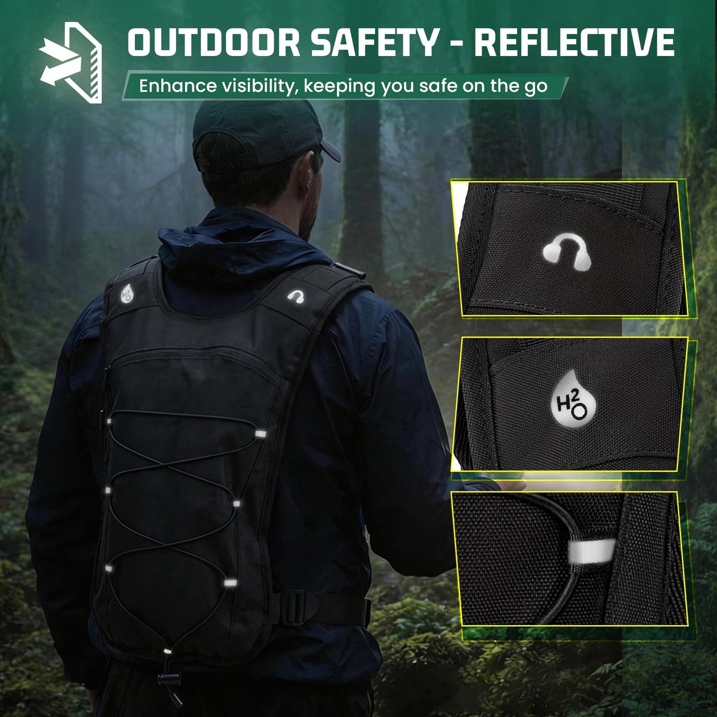 RAINSMORE Hydration Vest with Water Bladder Adjustable Strap Chest Pack