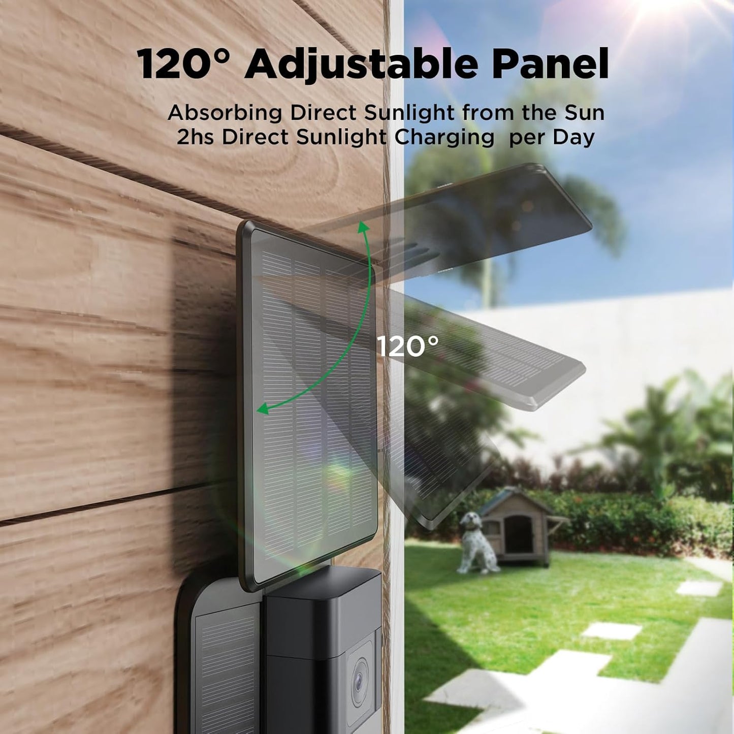 QIBOX Waterproof Solar Charger for Battery Doorbell - USB-C Adjustable Solar Panel