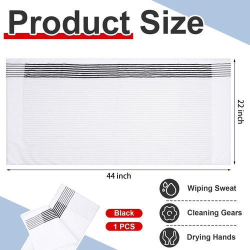 Mixweer 1 Pcs Caddy Golf Towel 22" x 42" Large Caddy Towel Camping Sport Towels Cotton Soft Towels for Man Golf Lovers (White with Black Stripe)
