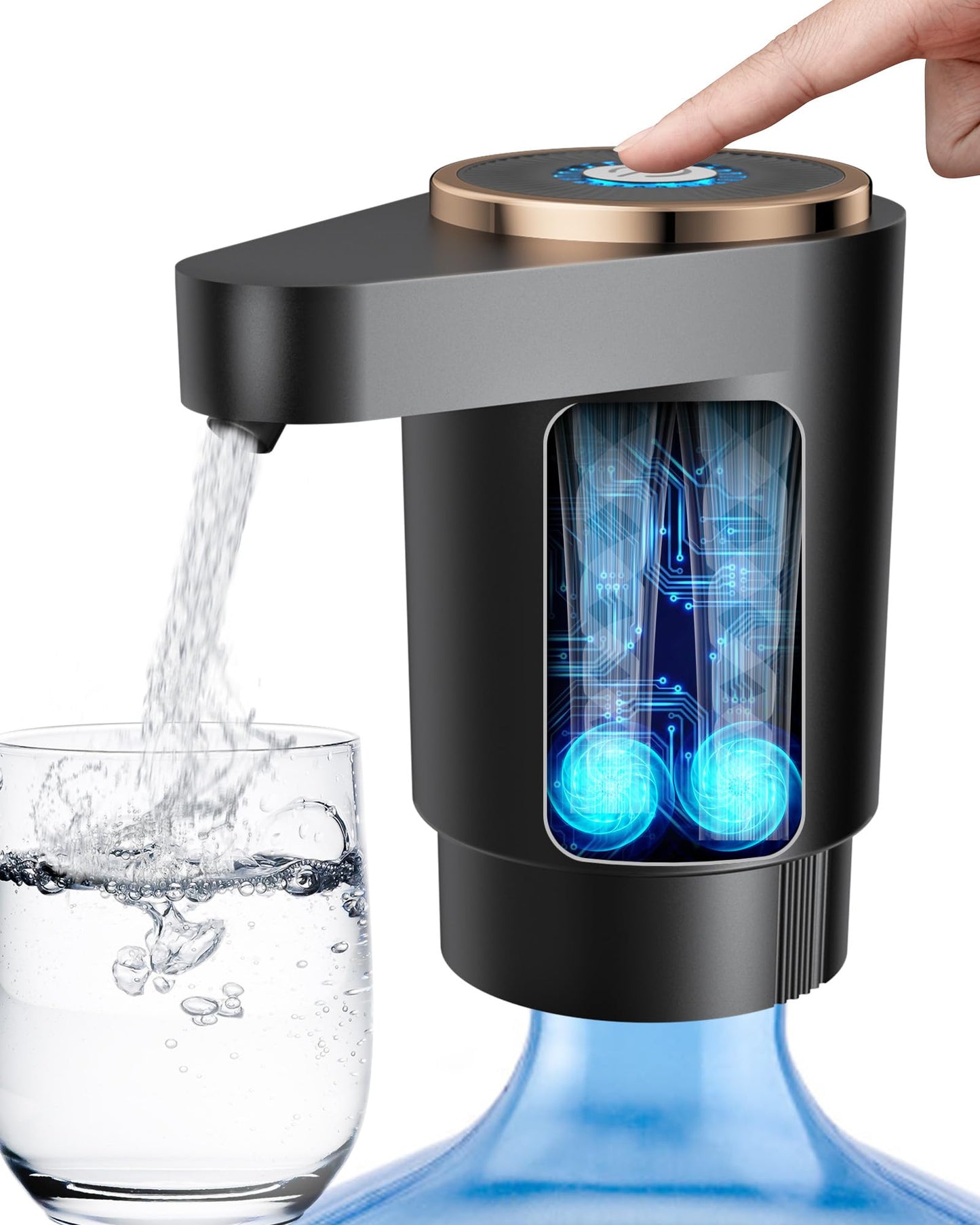 Water Bottle Pump, Portable Electric Water Dispenser Pump for 5 Gallon Bottles - USB Charging, Automatic Switch, Rechargeable Battery for Home Kitchen Room Camping, Black