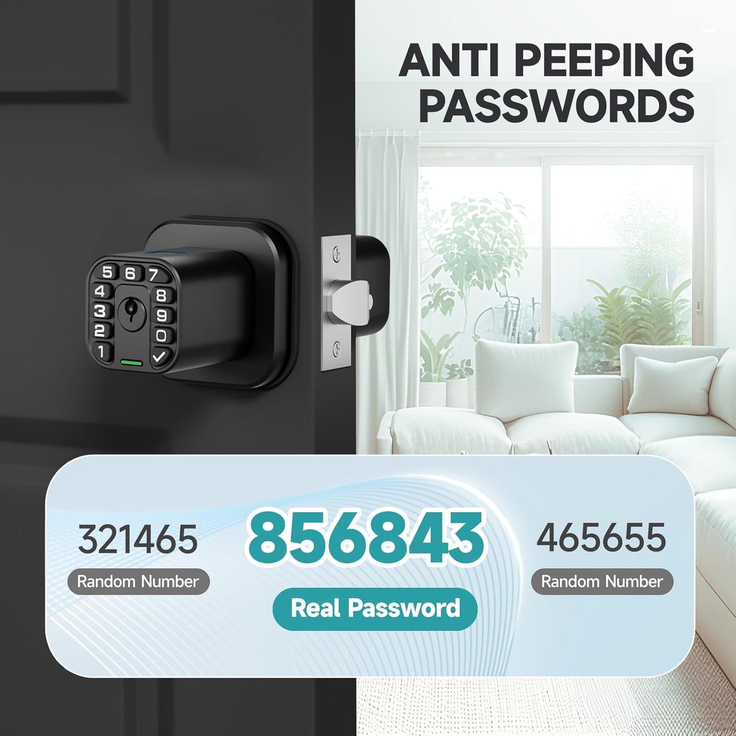 Smart Biometric Fingerprint Door Lock with Keypad - Keyless Entry, Waterproof, Auto Lock - Matte Black