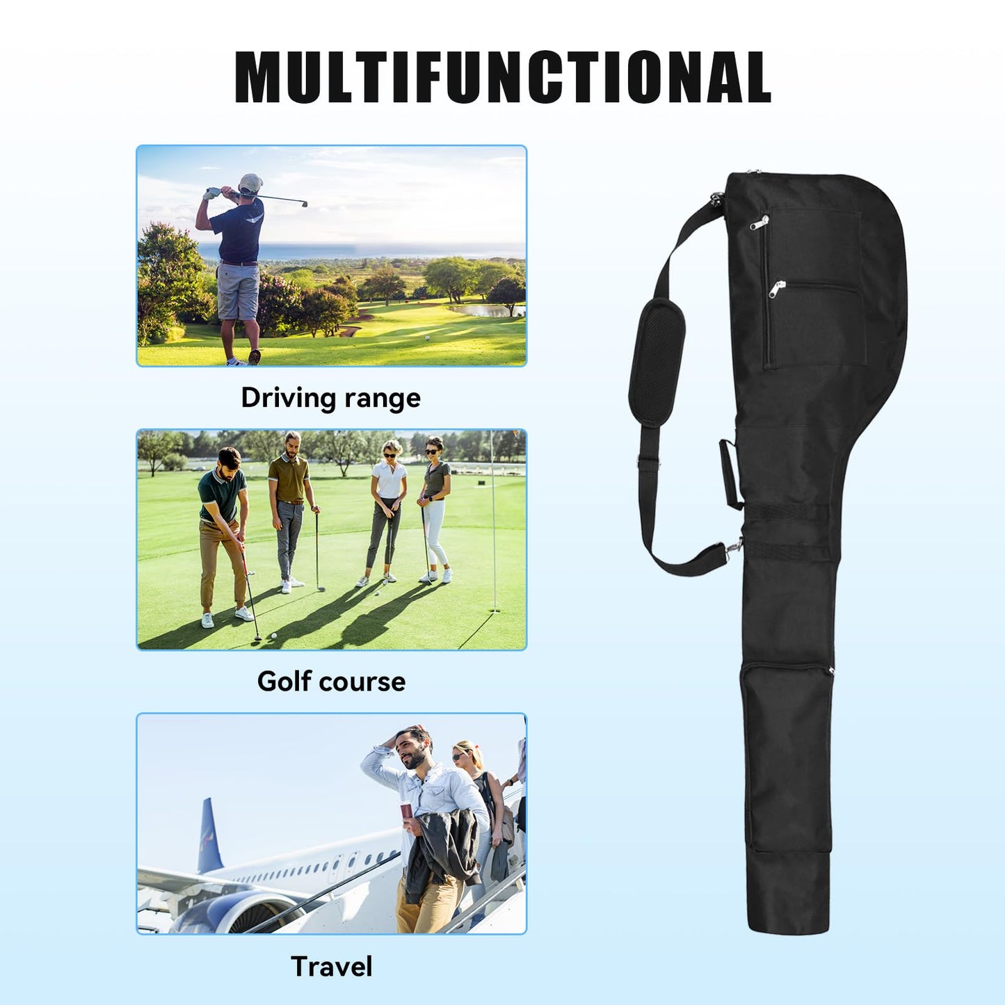 Lightweight Golf Bag, Moreen Golf Sunday Bag, Collapsible Waterproof Small Golf Bag for Men/Women(Black)