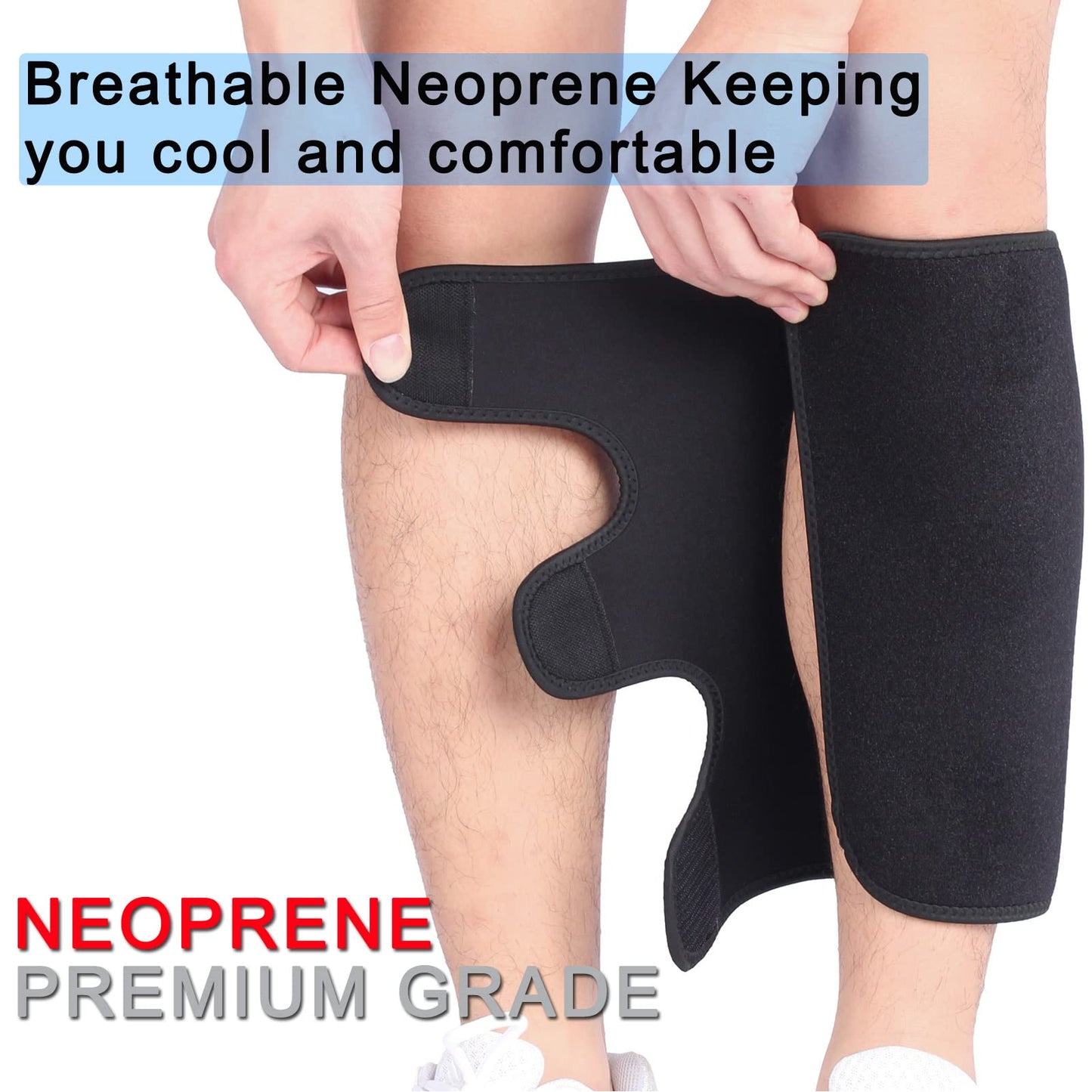 Hobrave Calf Brace Shin 2 Pack Splint Compression Wrap Sleeve for Torn Calf Muscle Pain Relief Strain Sprain Injury Adjustable Leg Support Men and Women