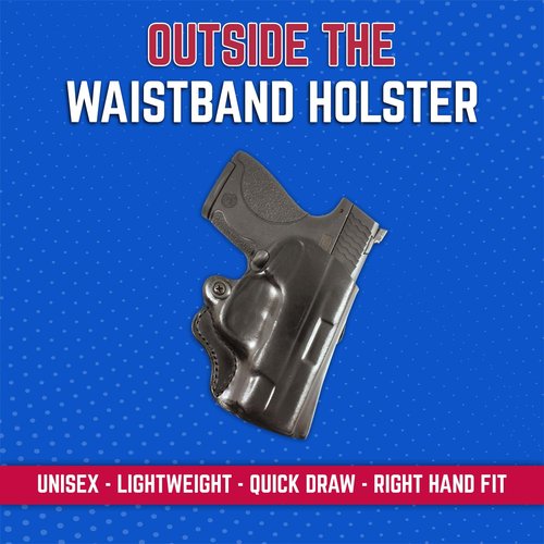 DeSantis Mini Scabbard, Gun Holster with Secure Grip, Leather Molded, Right Hand Draw, Unisex, Black, FITS:S&W M&P SHIELD 9/40 ,S&W M&P SHIELD M2.0 9/40