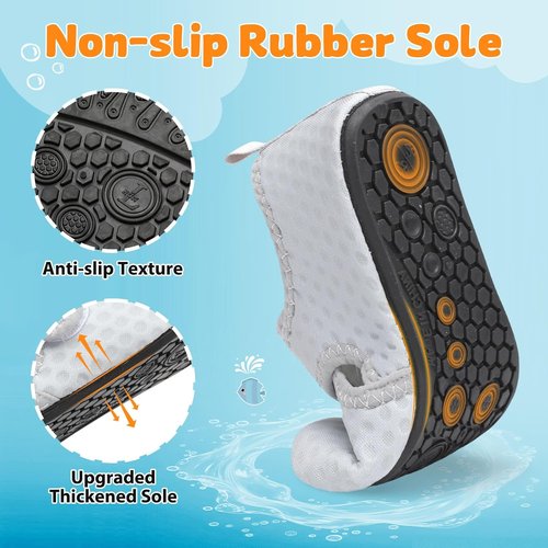 LeIsfIt Kids Water Shoes - Quick Dry Aqua Socks for Boys & Girls | Breathable Non-Slip Swim Footwear