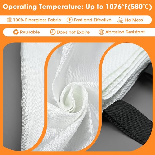DOKIBI Emergency Fire Blanket, 40"x40" Fiberglass Suppression Fire Retardant Blankets for Home, Kitchen, Camping, Grill, Car, Office, Warehouse with Hooks(6 Pack)