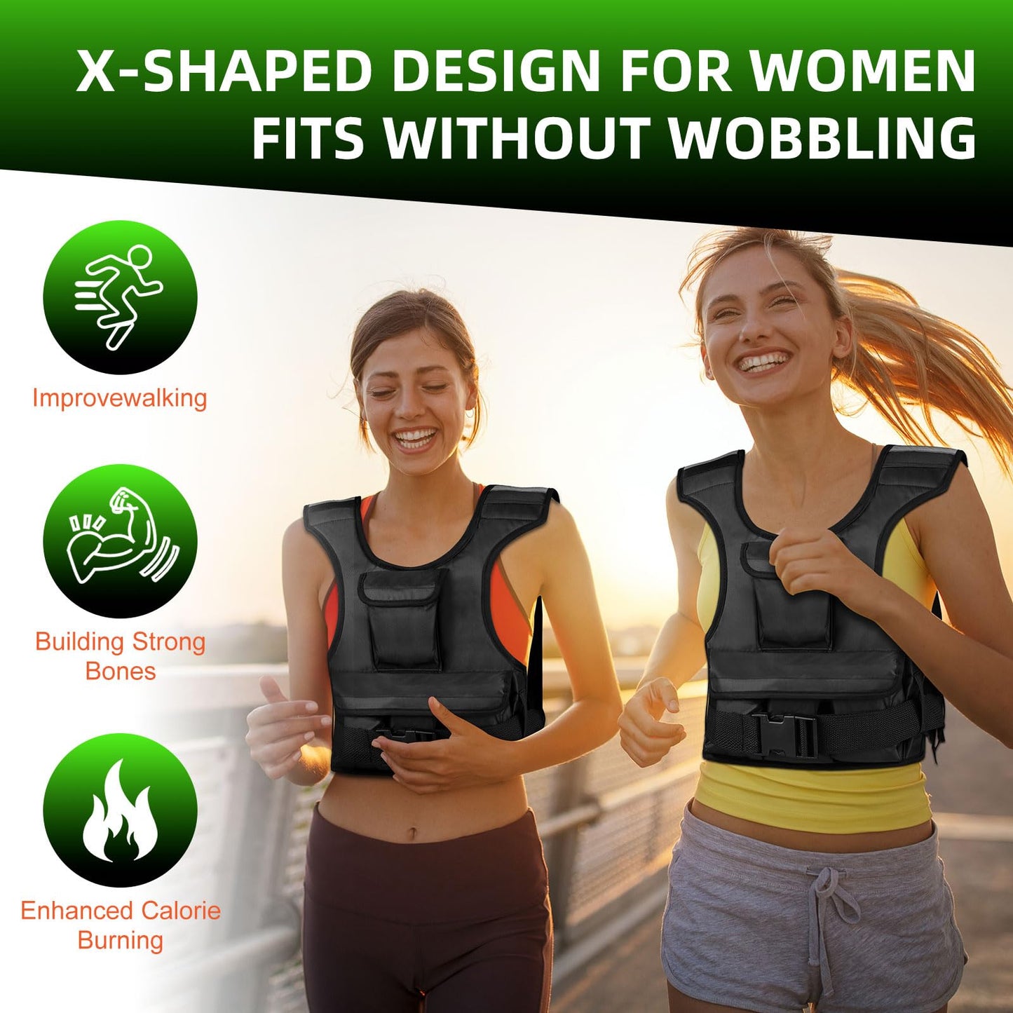 Adjustable Weighted Vest for Women, Customizable 0-18 lbs Strength Training Vest with 10 Removable Sandbag, Breathable Design, Reflective Safety Strips & Multi-Purpose Pockets for Running, Hiking, and Fitness