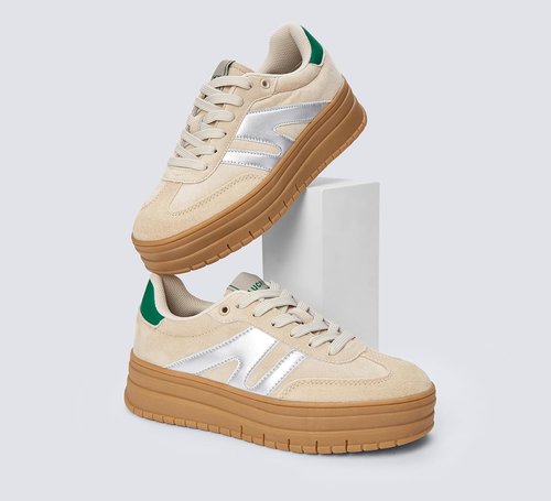 LUCKY STEP Women's Platform Sneakers - Classic Retro Style with Thick Rubber Sole | Casual Low Top Walking Shoes