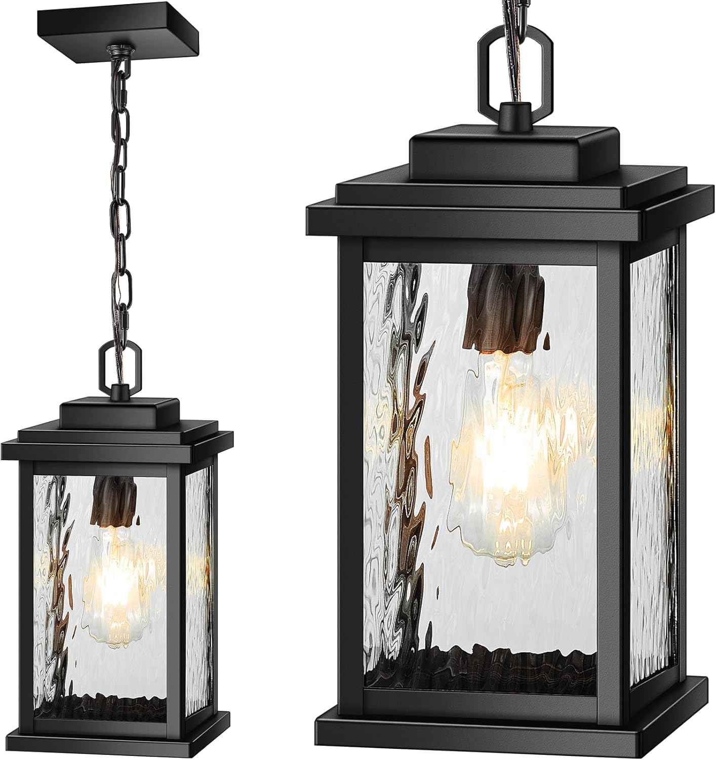 Outdoor Pendant Light - Oil Rubbed Bronze Chandelier for Porch & Patio, Adjustable Chain