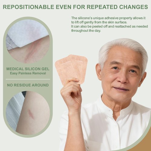 Hysimedy Silicone Adhesive Bandages Extra Large Size for Sensitive Fragile Skin 3"x4" 15 Counts Flexible Fabric Latex Free Hypoallergenic Breathable Bandages for Adhesive Allergy Wounds