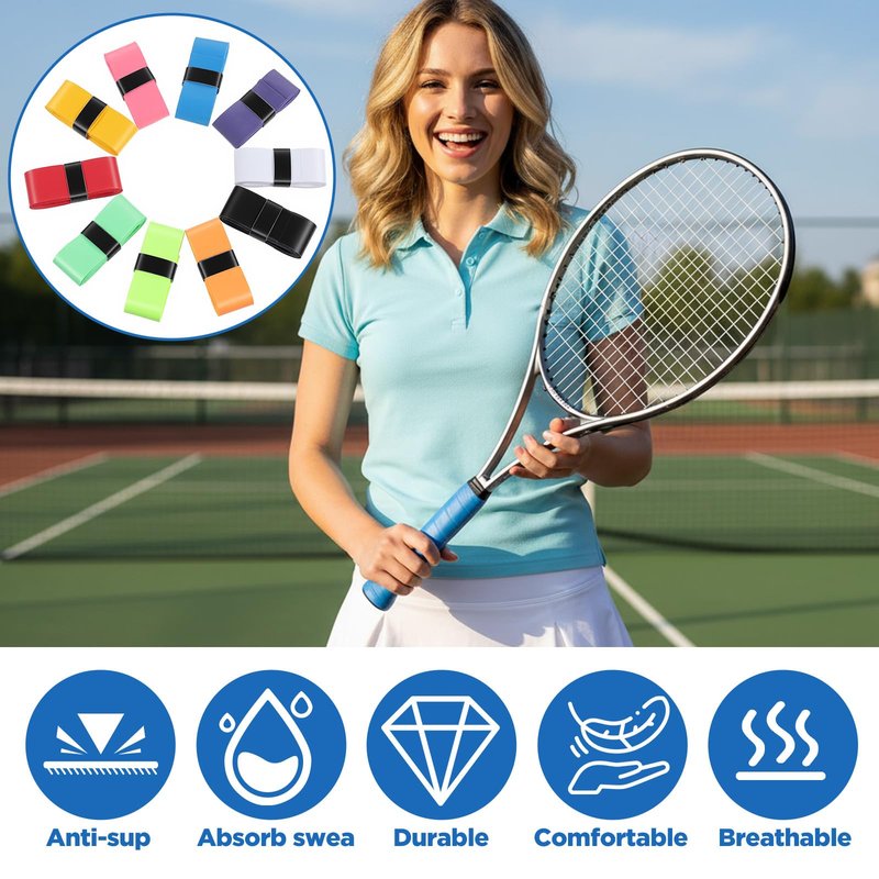 PercyEffie 100 PCS Tennis Racket Overgrips, 10 Colors Badminton Racket Overgrip Bulk, Soft Tennis Racket Grip Tape, Anti Slip and Absorbent Grip for Badminton Racquet, Fishing Rods, Bike Handlebar