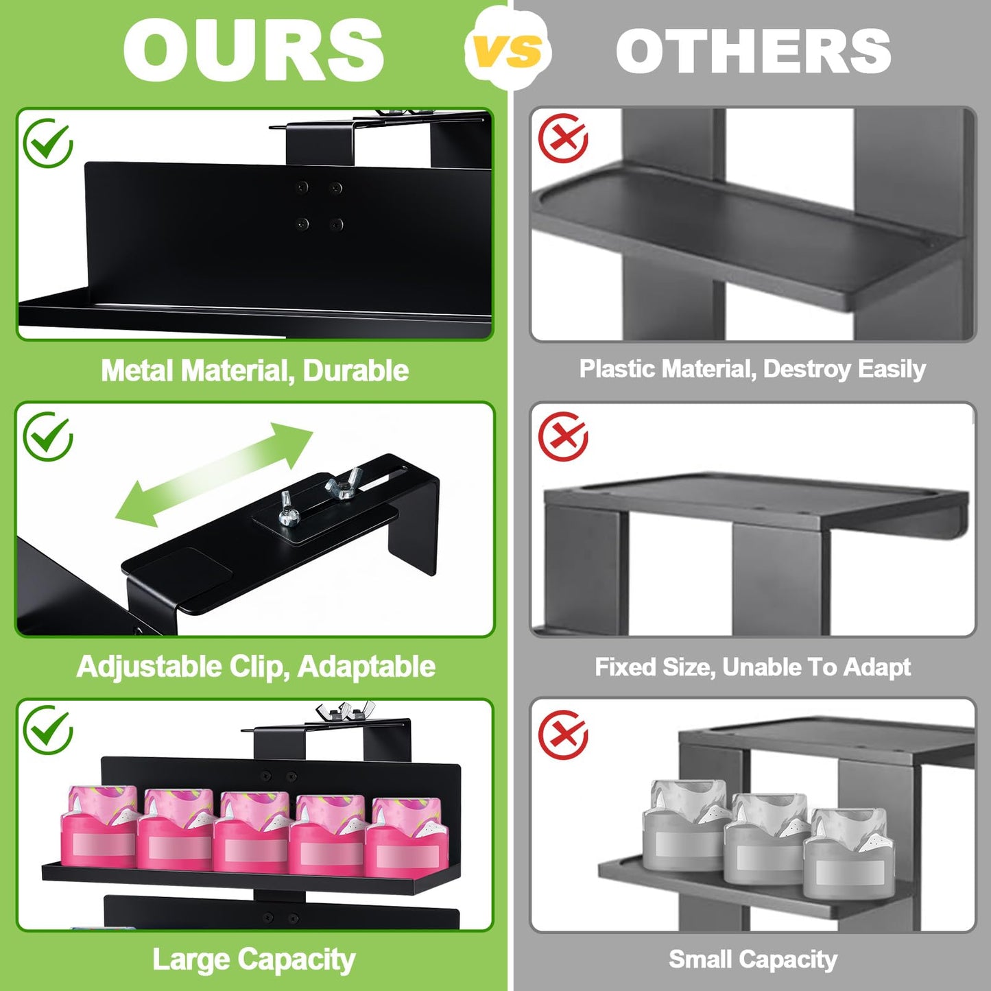 Side Mounted Flavor Storage Holder Compatible With Ninja Thirsti wc1001/wc2002,4 Tier Flavored Pods Water Drops Organizer with Straw Storage,Metal Flavor Holder for Counter Small Space,Holds 20 Flavor