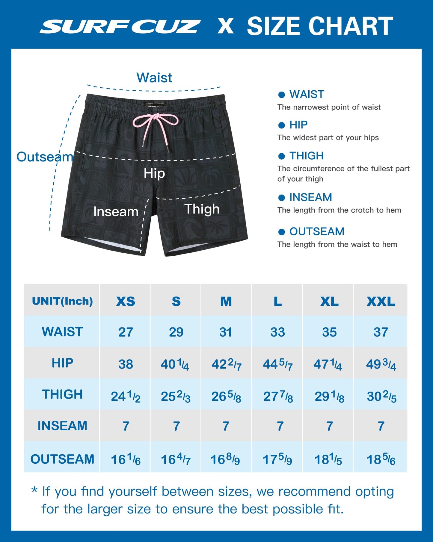 SURF CUZ Mens Swim Trunks with Compression Liner Quick Dry Swim Shorts 7" Swimming Trunks Stretch Bathing Suit 7 Inch,Black Pink,XXL