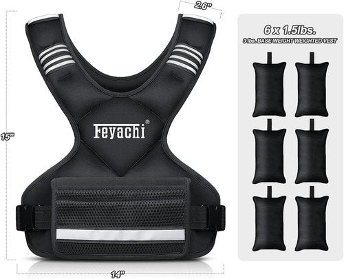 Feyachi Adjustable Weighted Vest - 3-32 lbs X-Type Weight Vest with Reflective Stripe for Running & Training