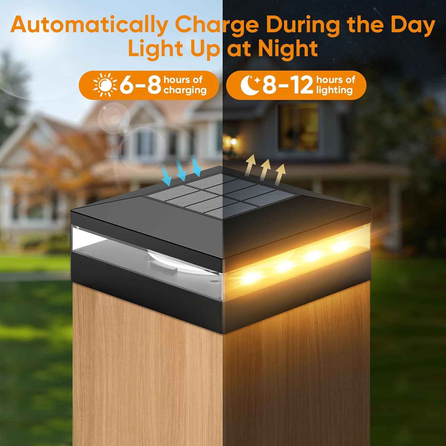 Solar Post Cap Lights - 12 Pack with 72 LEDs, 3 Color Modes, Waterproof for 4x4 Fence & Deck