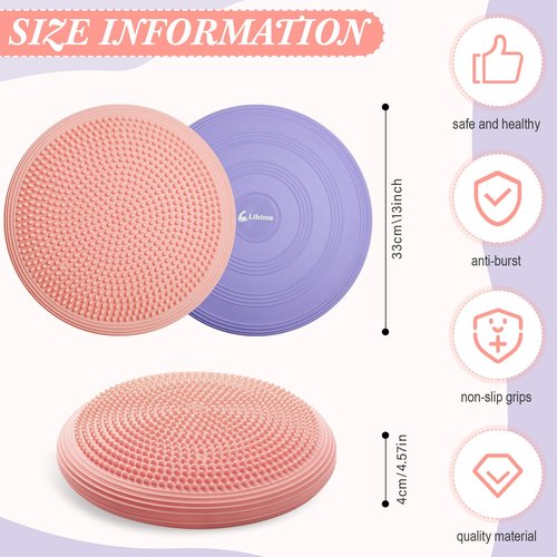 Libima 2 Pcs Wobble Cushion Wiggle Seat Flexible Sensory Seating Balance Disc Board for Men Women Physical Exercise Improving Posture Home Office(Purple and Pink)