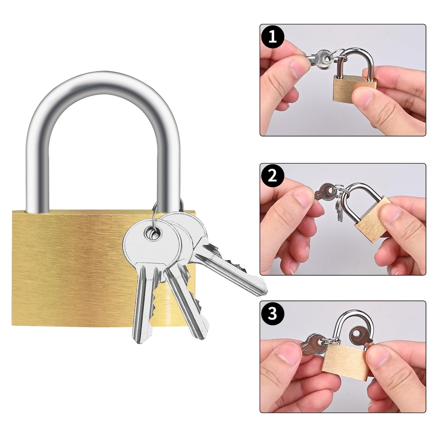 Lockwise 4pcs Small Lock, Solid Brass Keyed Padlock with Key, Locks with 12 Same Keys, Gym Locker Lock with Key, Storage Pad Locks for Locker Gym Gate Outdoor Indoor Use (Light-Duty)