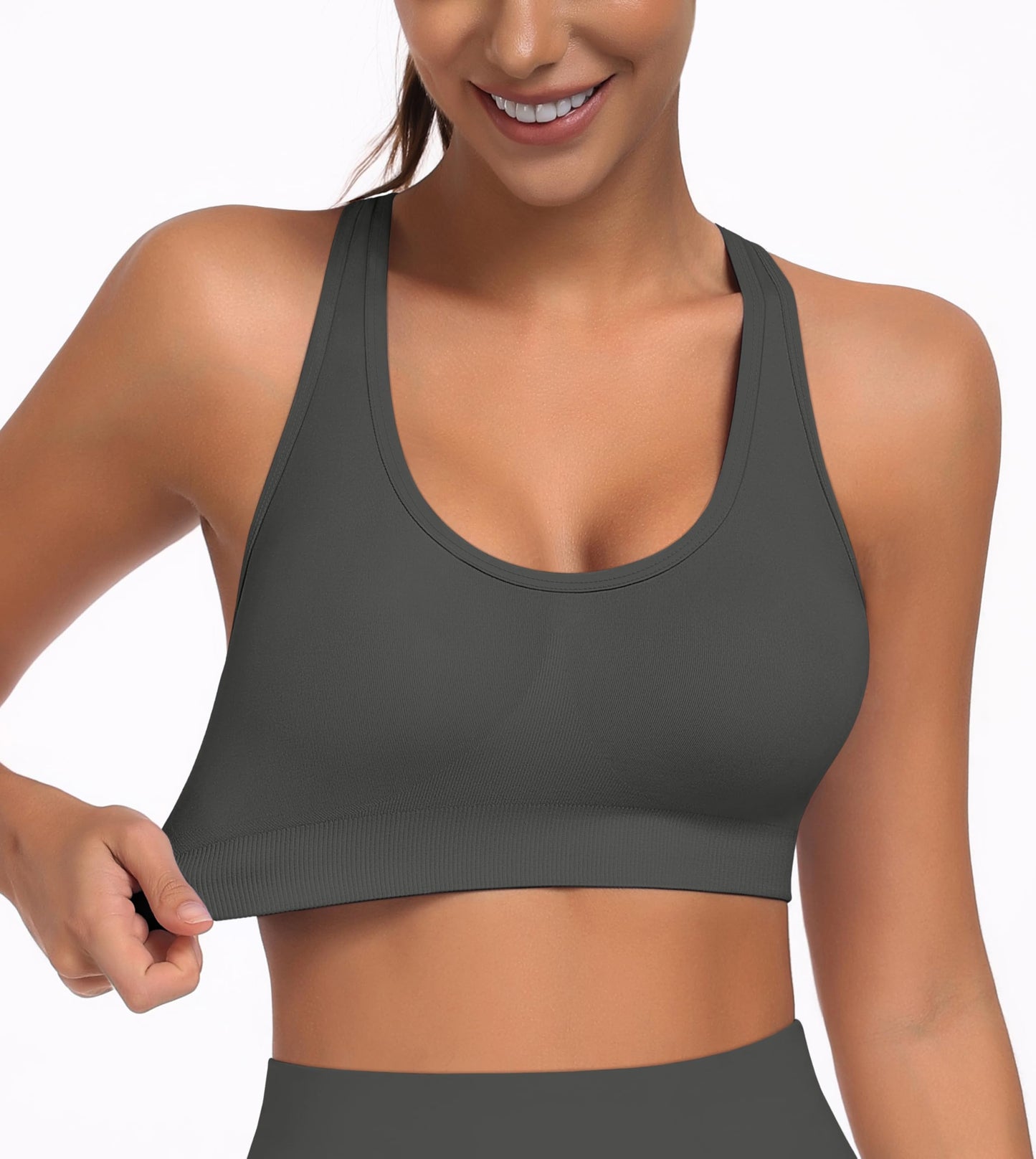 MIRITY Padded Strappy Sports Bra for Women - with Dual Crossback and Adjustable Straps for Workout Gym