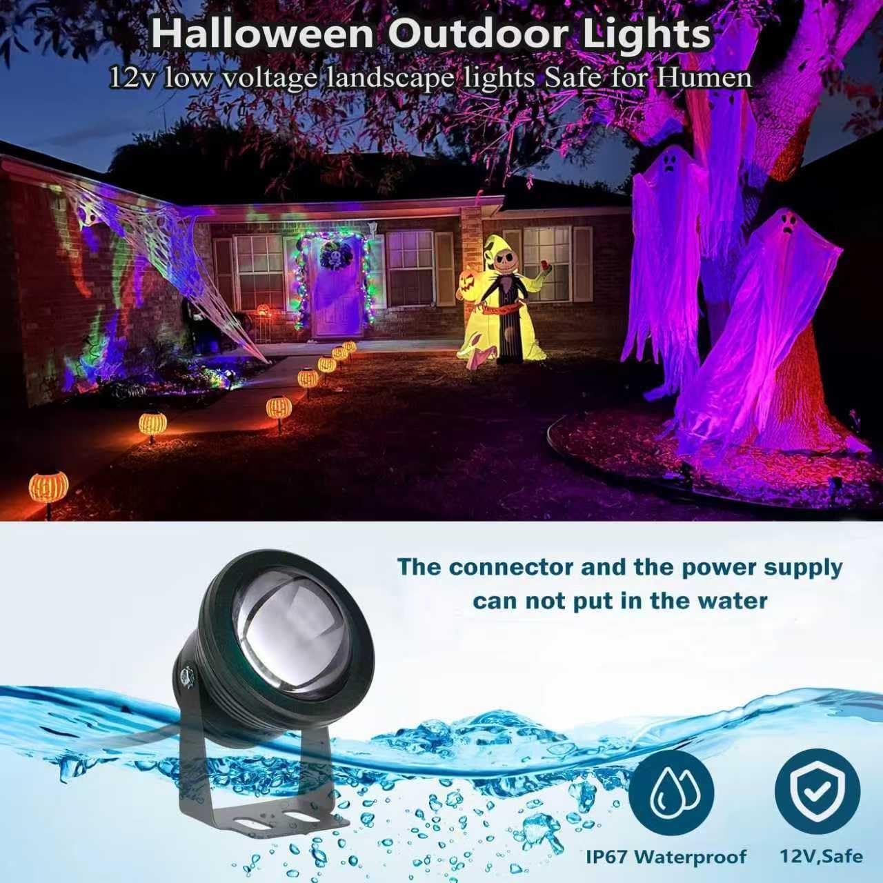 15W Smart Outdoor Colored Spotlights - APP Control, Waterproof Dimmable Garden Lights with Timer & Music Sync