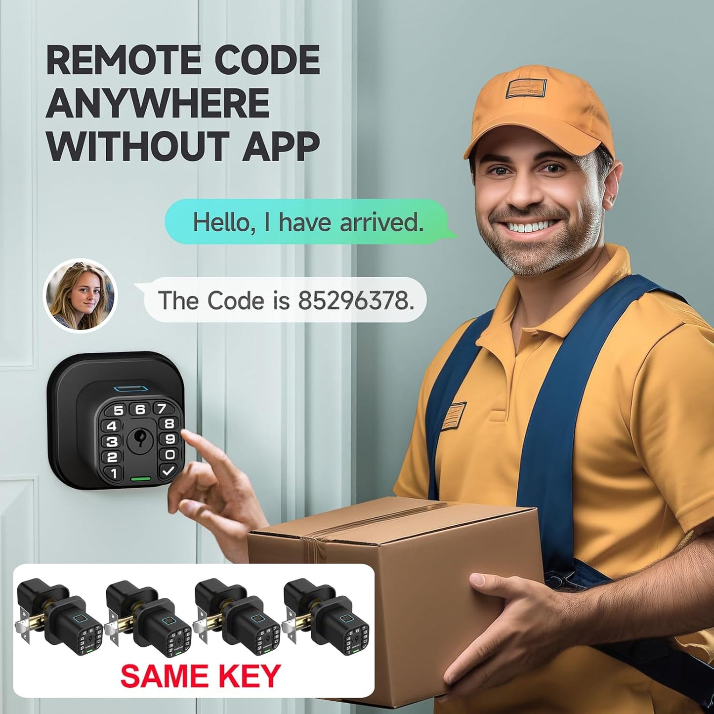 Smart Biometric Fingerprint Door Lock with Keypad - Keyless Entry, Waterproof, Auto Lock - Matte Black