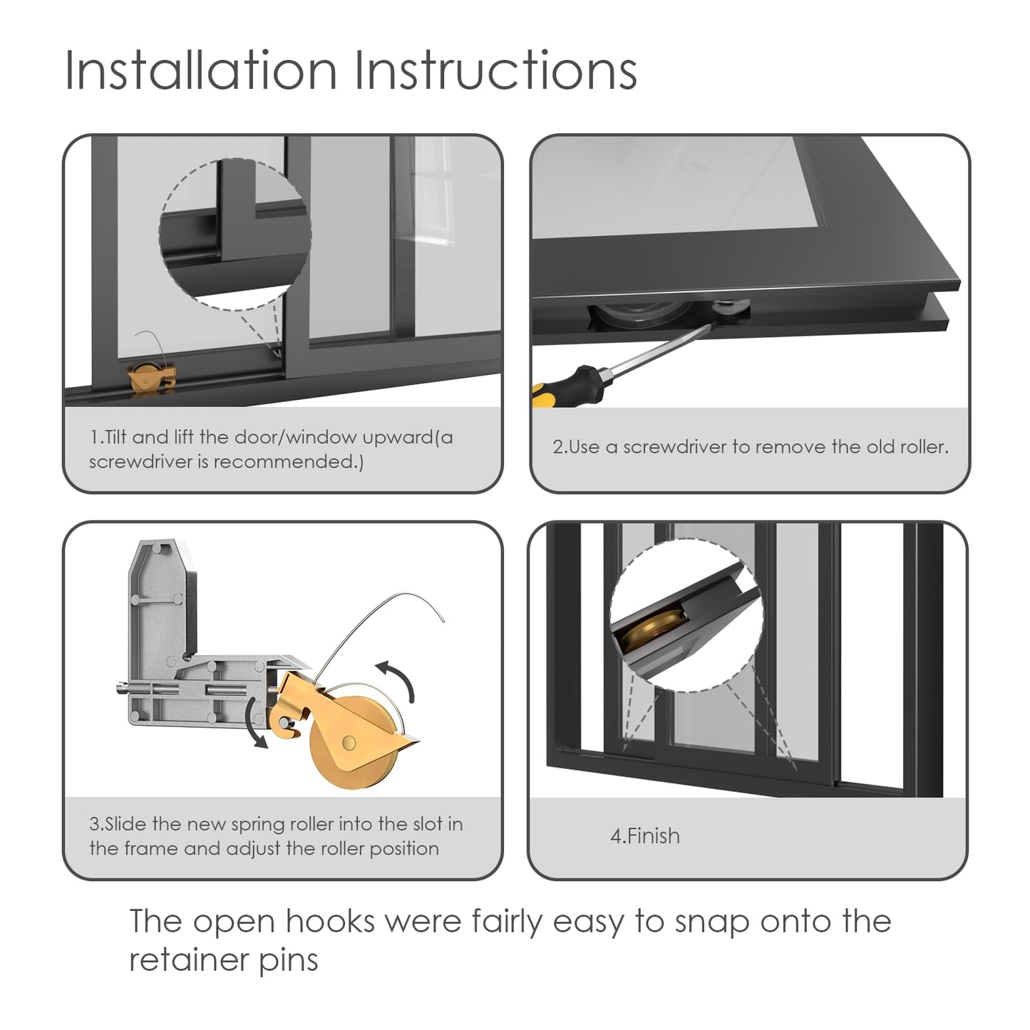4-Pack Heavy-Duty Sliding Screen Door Rollers – Compatible with KDEX20 & Most Brands | 1-1/4" Steel Ball Bearings for Ultra-Smooth Glide