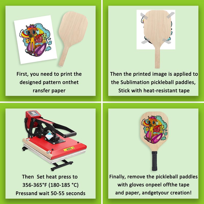 6 Pack Sublimation Blanks Pickleball Paddles, 7.3" x 15.5" Double Sided Printable Pickleball Paddles Plywood 0.39 Inch Thickness for Outdoor Sport Casual Court Play