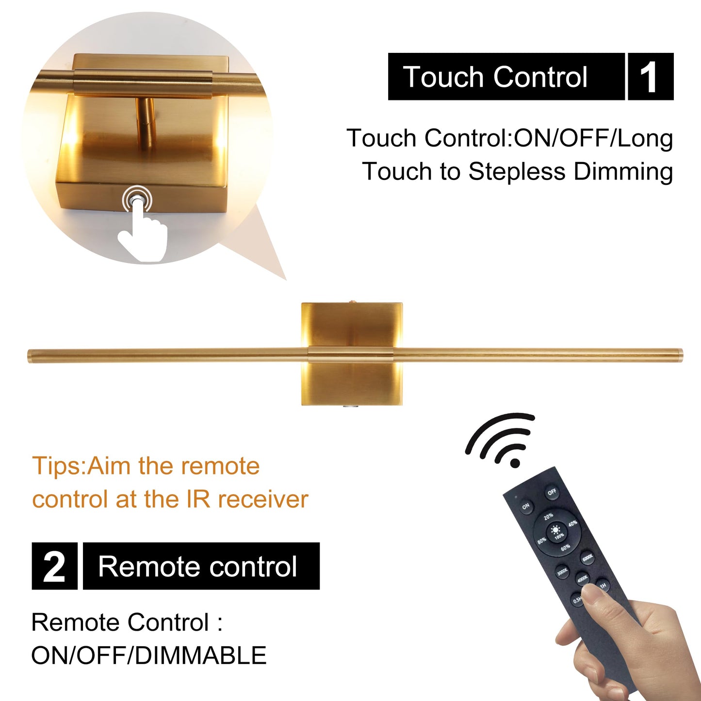 15800 mAh Battery Operated Wall Sconce with Remote Control Dimmable Wall Sconce Set of Two 3000K LED Brass Gold Wireless Wall Light Battery Powered Cordless Rechargeable Sconces Wall Lighting Set of 2