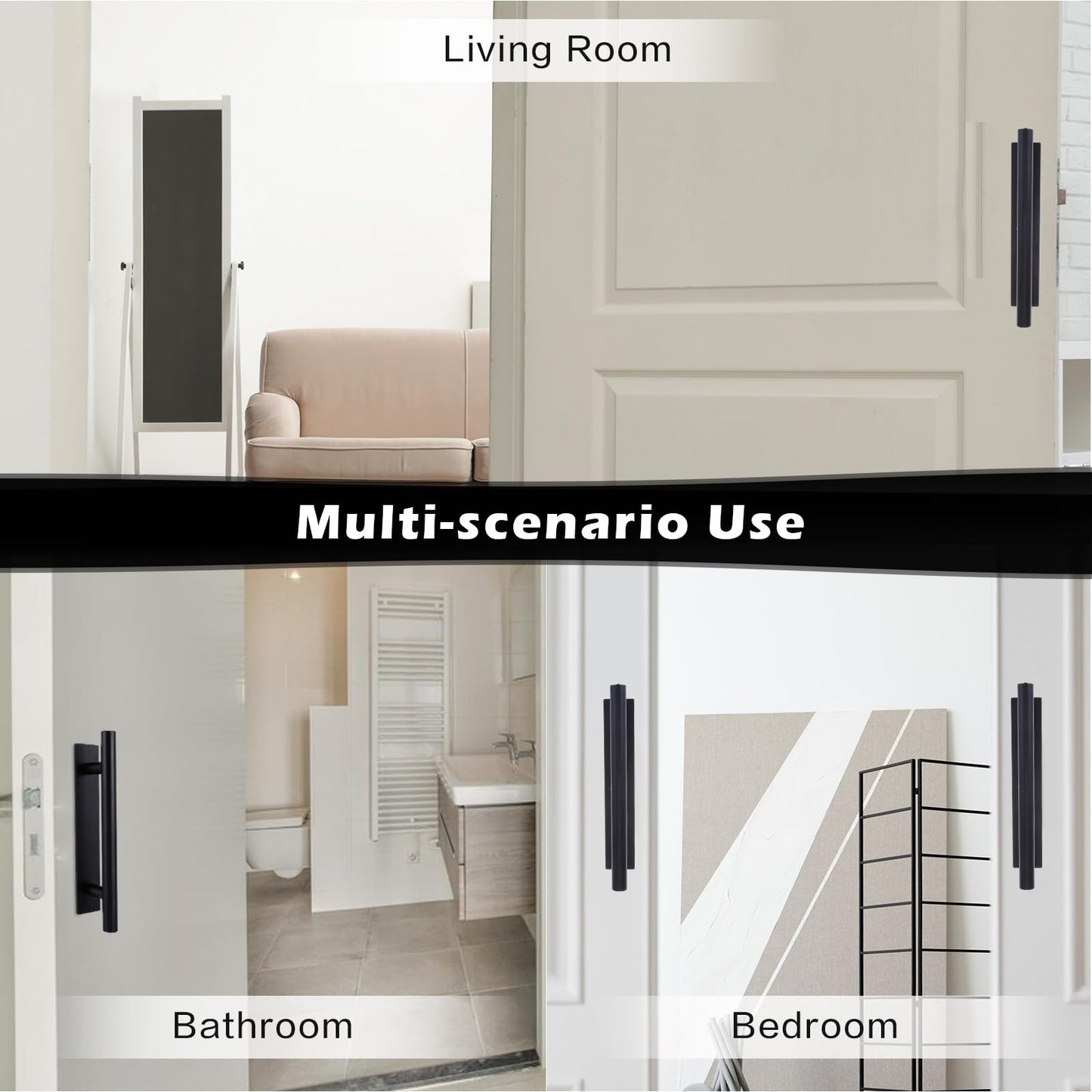 Piriuuo 8 Pack Adhesive Cabinet Handles Pulls, Self Stick Door Handles ABS Plastic Pulls Push Peel and Stick Pull Helper Drawer Pulls Wardrobe Handle Furniture Handles, Black