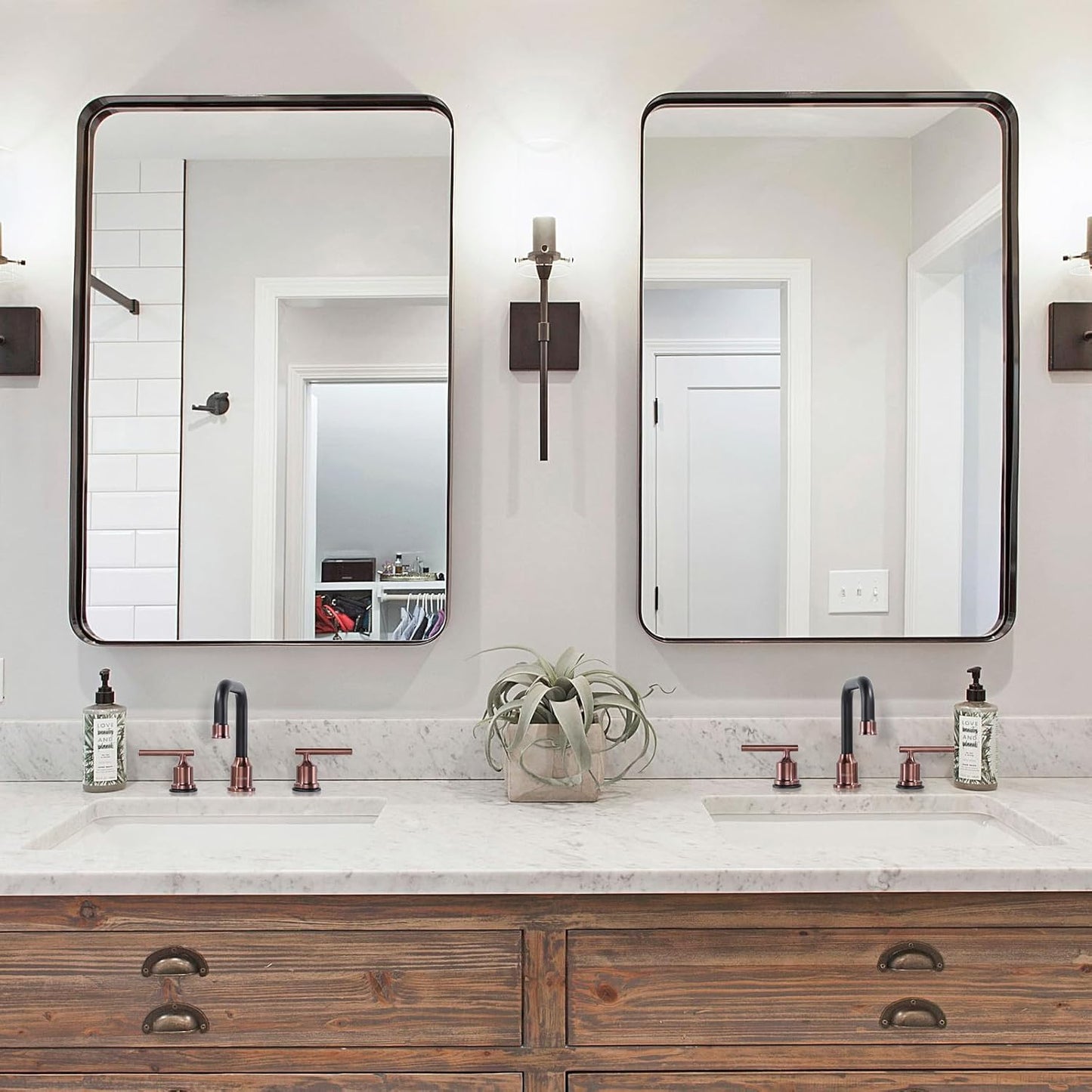 Brushed Nickel 8-Inch Widespread Bathroom Faucet with 360° Swivel Spout - Modern 2 Handle Lavatory Sink Fixture