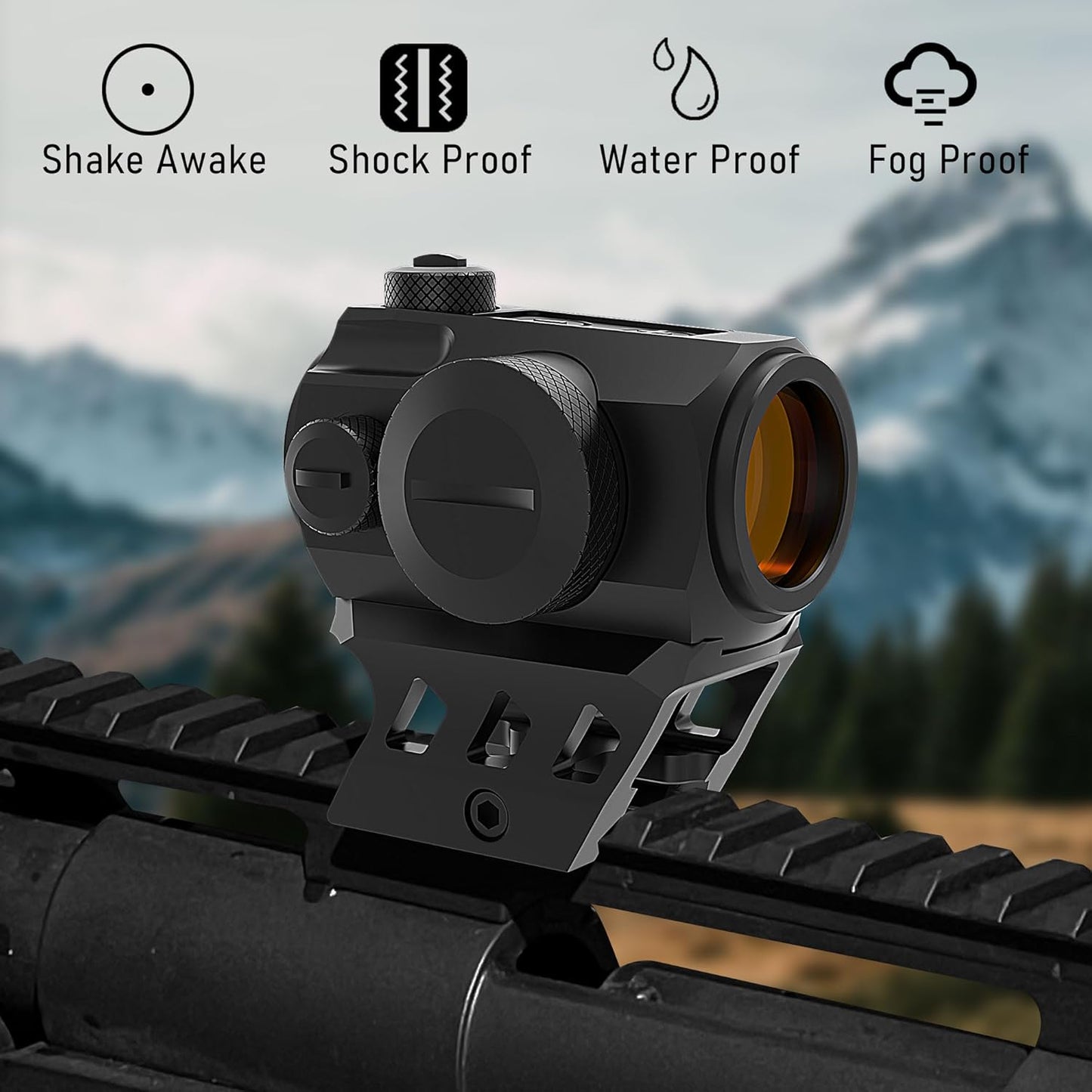 UUQ Compact Red Dot Sight - 2 MOA Shake Awake Optic with 11-Level Brightness & Riser | IPX7 Waterproof, 1000G Shockproof