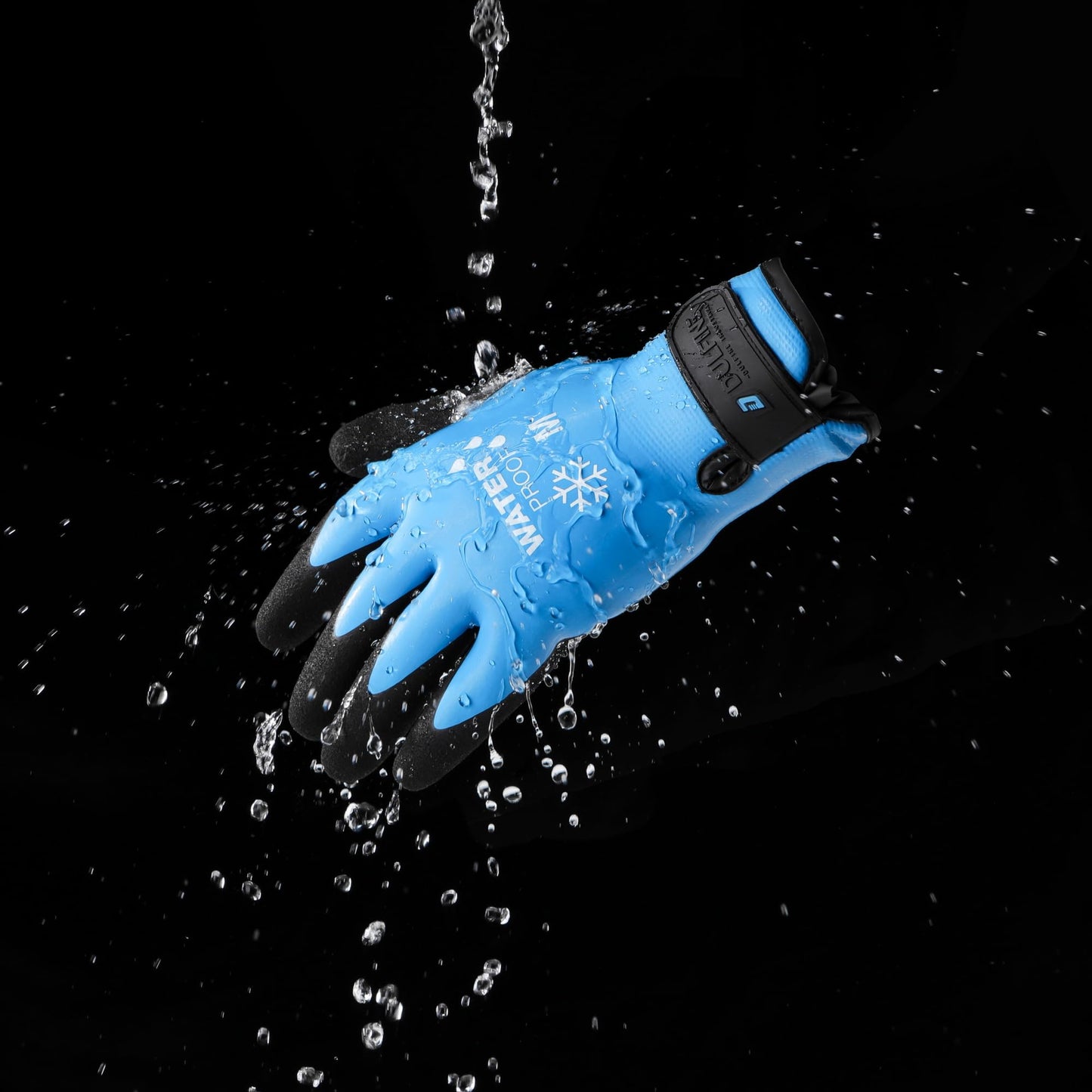 DULFINE 100% Waterproof Winter Work Gloves for Men and Women,Foam Latex Coated and Thermal Insulated Gloves for Cold Weather,Outdoor Freezer Gloves(Large)