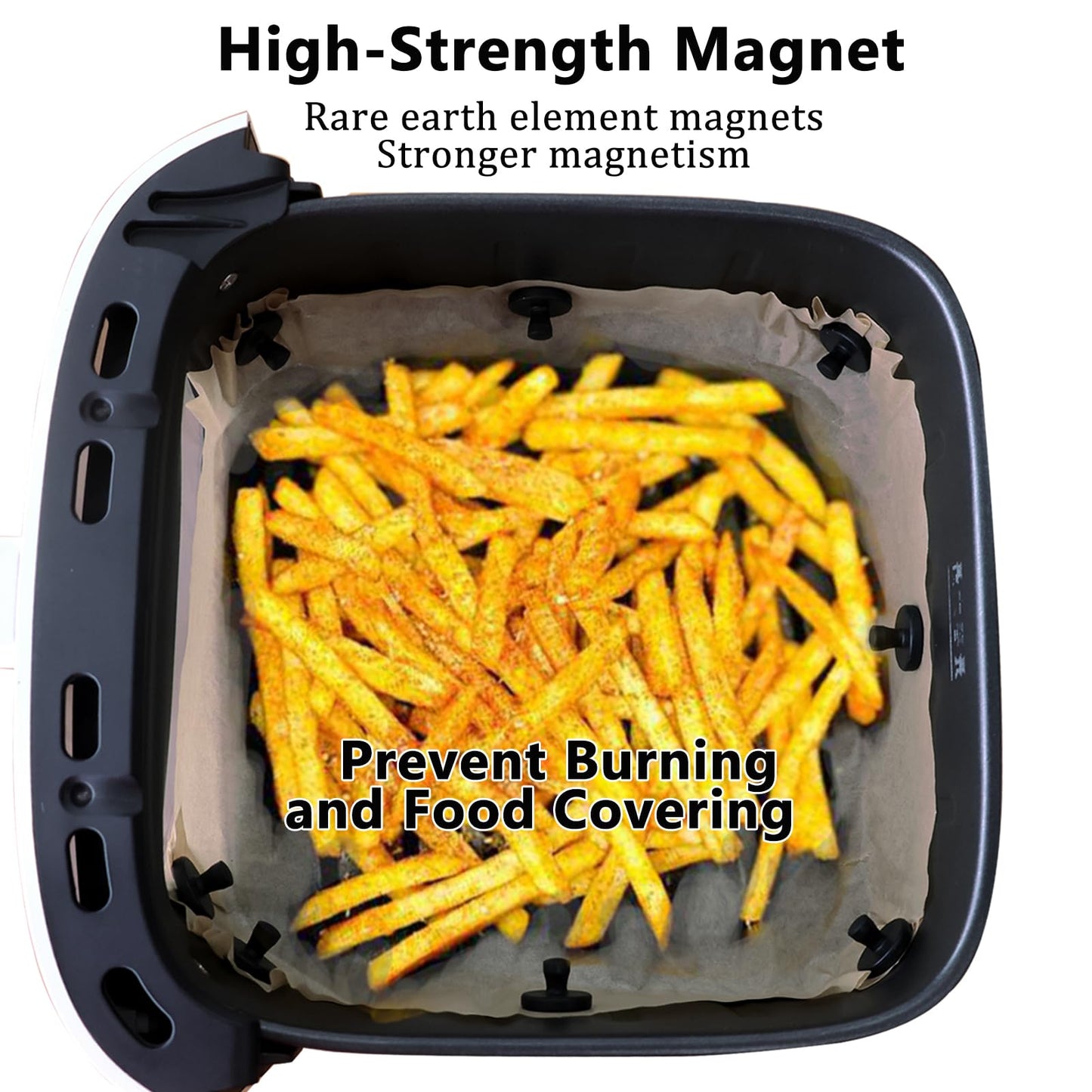 Air Fryer Liner Silicone Full Enclosed Magnets,100% BPA FREE Waterproof Rust-proof & High-Resistant for Air Fryer Paper, Secures Disposable Paper Liner Safely Prevents Burning & Food Covering -8pcs