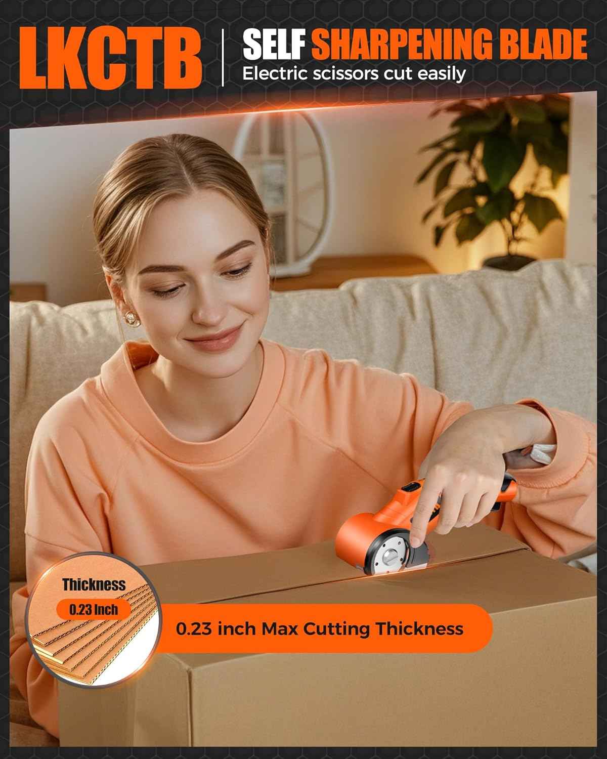 Rechargeable Electric Cardboard Cutter Scissors with LED Light & Tungsten Steel Blade