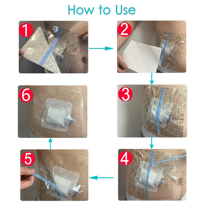 Waterproof Shower Protector | 10x12 Inch Dialysis Catheter Shower Cover Large | Without Glue in The Center for Chest Chemo Port Picc Line PD Peritoneal Dialysis Accessories Bandage (Pack of 7)
