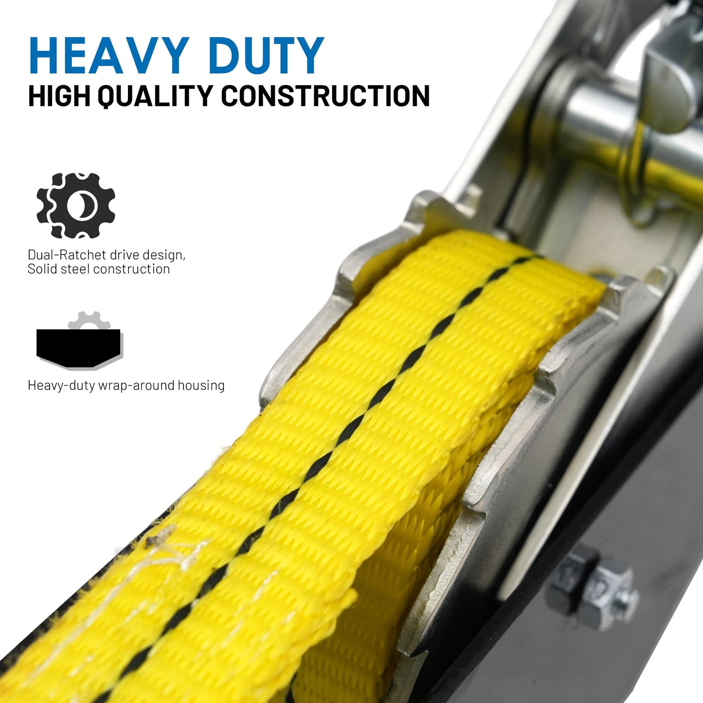 POLESTAR Come Along Winch, 4000 lbs Pull Capacity, 4 ft Winch Strap, Hand Winch with 2 Hooks, Heavy Duty Dual Ratchet Cable Winch Puller, Automotive Towing Hoist Puller for Recovery, Moving, Securing