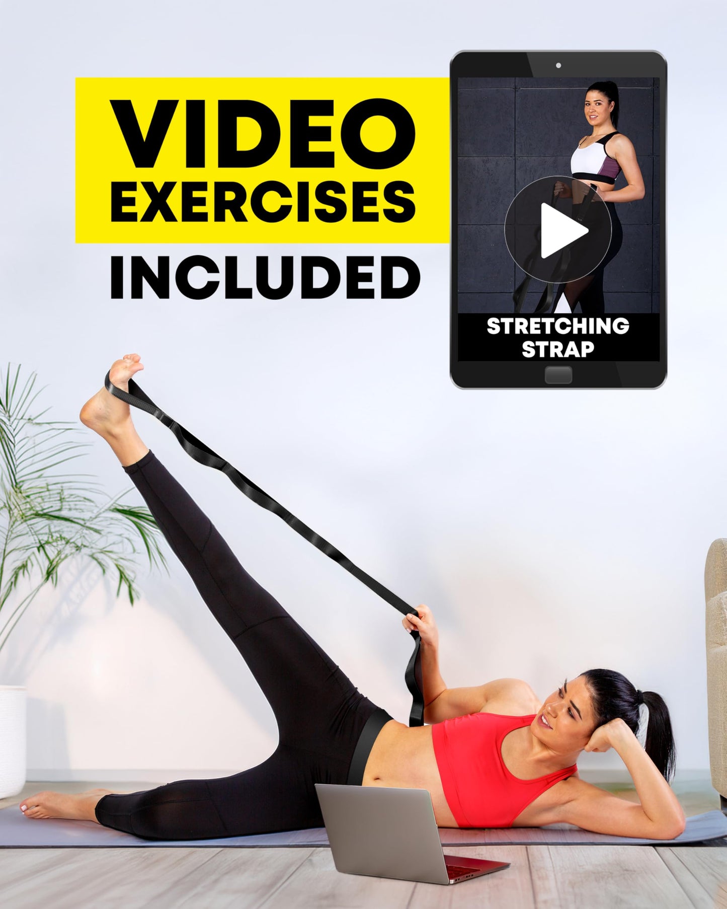 Stretching Strap Non Elastic Yoga Strap with Loops - Stretching Band for Physical Therapy, Stretch Bands for Exercise and Flexibility - Stretch Strap with 10 Loops, Hamstring & Leg Stretcher by CTRL Sports