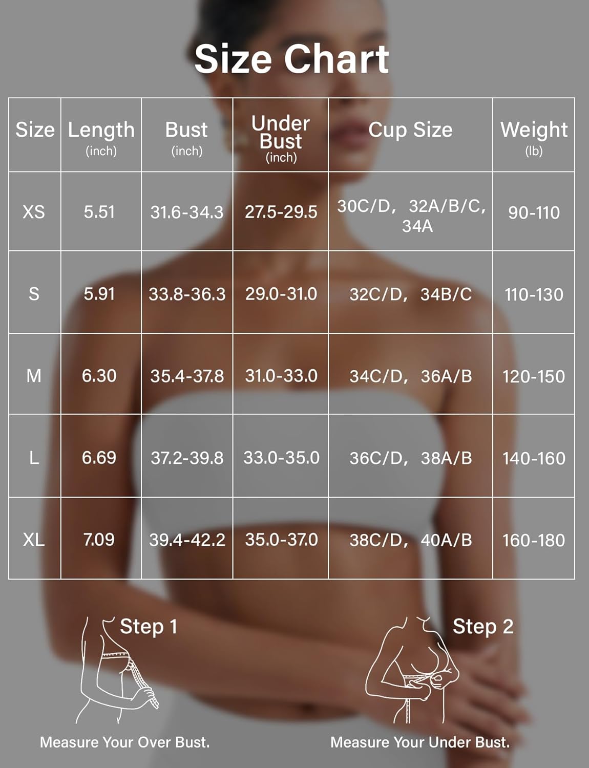 VOYJOY Backless Bandeau Bra - Adjustable Strapless Workout Top for Comfort & Support