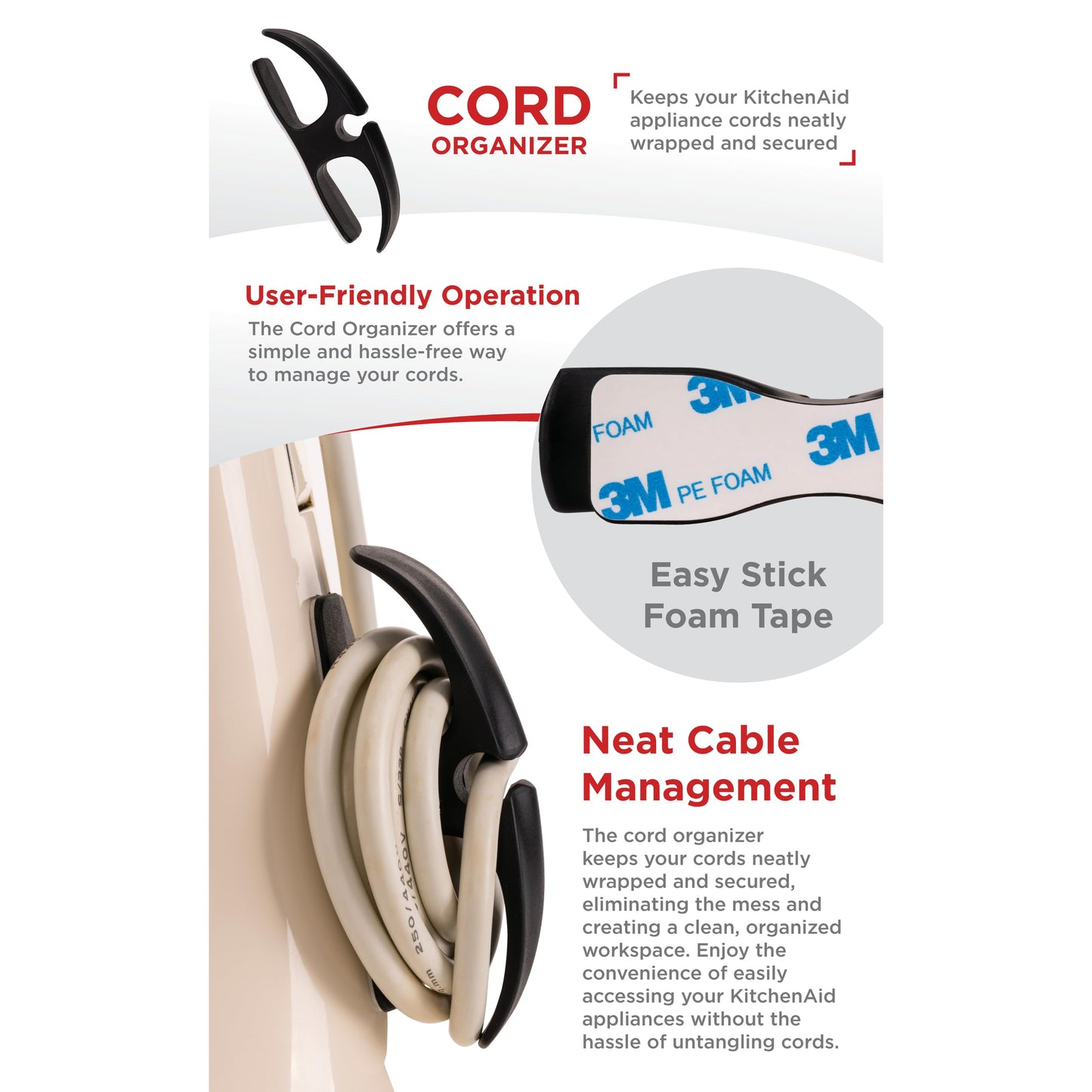 Generic TM REHOBOTH Bundle: Mat Slide, Flex Edge Beater, and Cord Organizer - Upgrade Your Kitchen Experience, Perfect for Home Chefs, Cooking Enthusiasts, and Gift Shoppers, Small, Black, grey