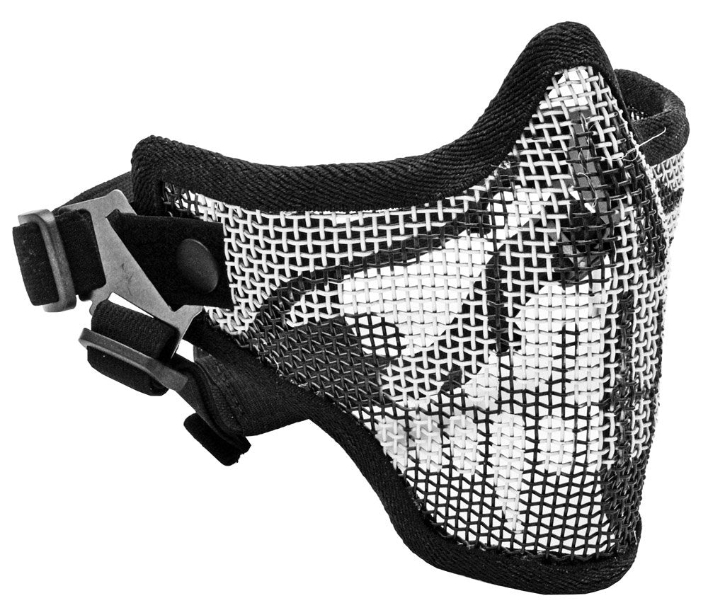 Tactical Crusader 2G Airsoft Strike Steel Half Mask, Black/Skull