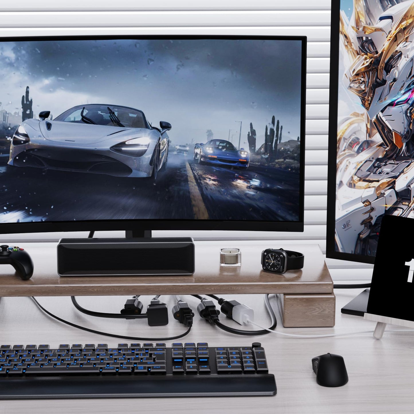 Extension Cord with 1 to 5 Splitter 16 AWG 13A 1625W 20 Inch Black 2 Pack | Outdoor Y-Style SJTW Cord NEMA 5-15P to 5-15R