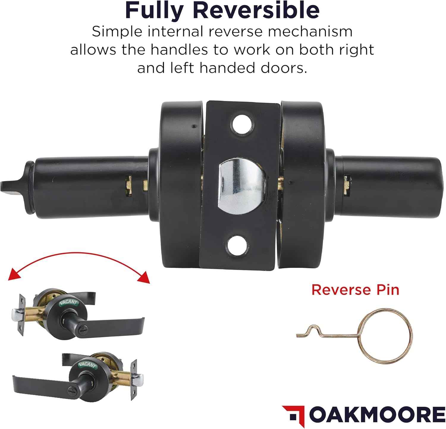 Privacy Door Handle Lock for Bathroom - Black Vacant Occupied Restroom Handle