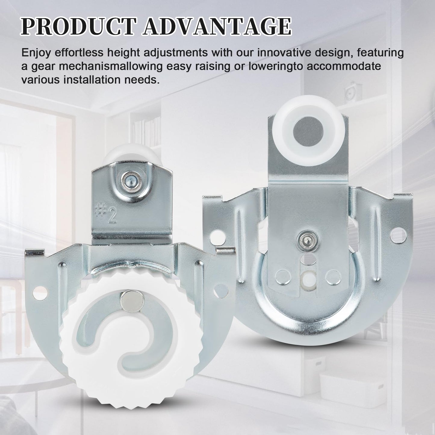 Sliding Closet Door Hardware Set, Sliding Wardrobe Door Hardware Roller Kit Includes Knob Adjustable Door Hooks and Screws