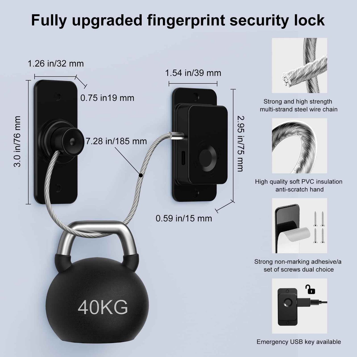 Larimuer Fingerprint Fridge Lock - Child & Pet Proof Security for Drawers, Cabinets, Ovens, Toilet | Smart Biometric& USB Key | Easy Install | Quick Unlock (Black, 1 Pcs)