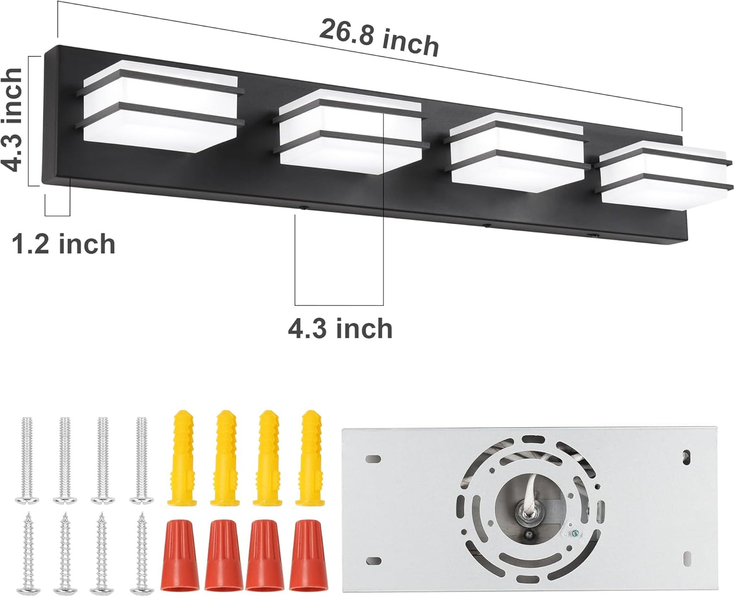 LED Chrome 3-Light Dimmable Bathroom Vanity Light Fixture - Modern Acrylic & Stainless Steel Over Mirror Lighting